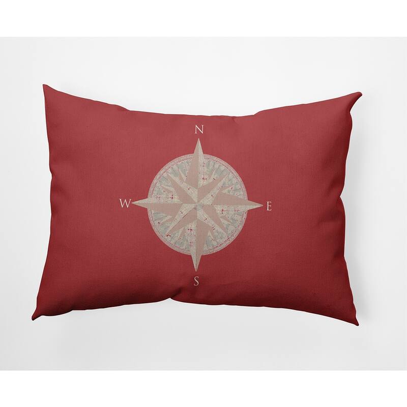 Compass Nautical Decorative Indoor Pillow - Ligonberry Red - 14" x 20"