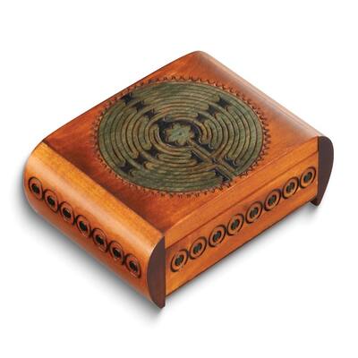 Curata Handcrafted Solid Wood Carved Maze Secret Puzzle Box
