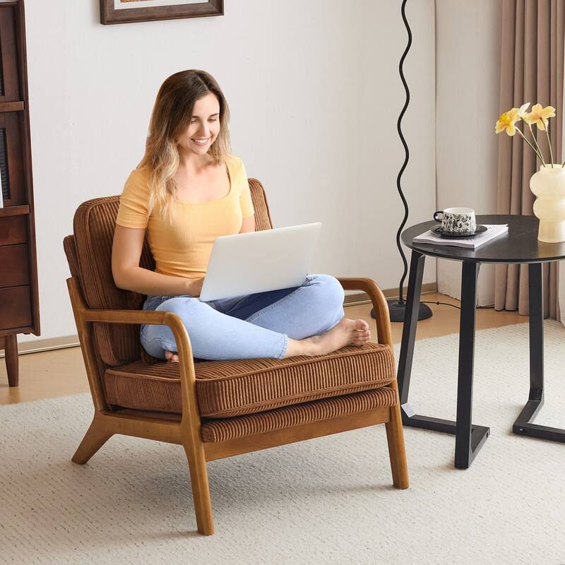 2-pc Upholstered Linen Blend Accent Chair