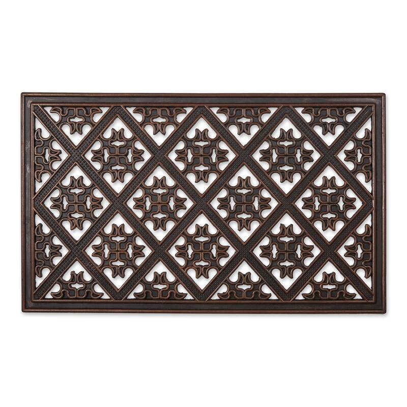 DII Scroll Pin Rubber Doormat - Brown Diamond Lattice