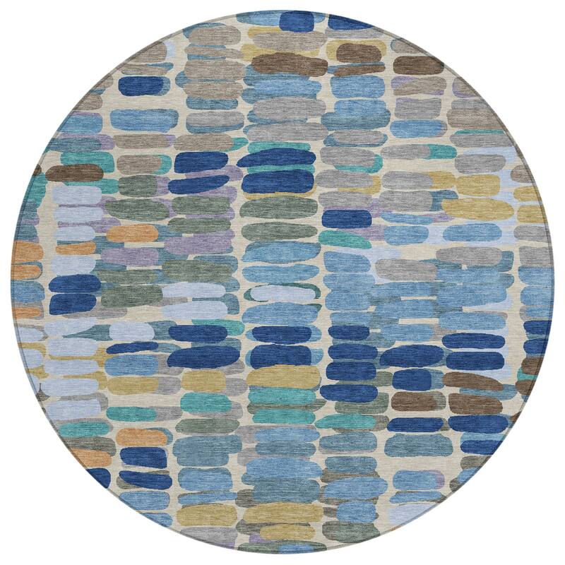 Machine Washable Indoor/ Outdoor Modern Caps Chantille Rug
