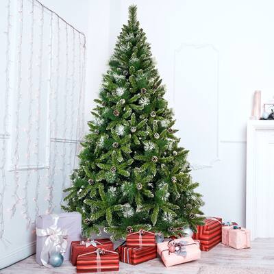 7.4-ft Artificial Christmas Tree with Pine Cones