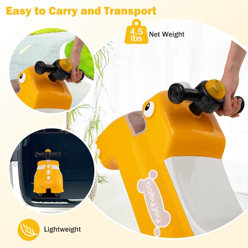 Babyjoy Ride on Toy Baby Dinosaur Sliding Car with4 Universal Casters - See Details