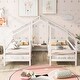 preview thumbnail 10 of 16, Double Twin Size Triangular House Beds with Built-in Table White
