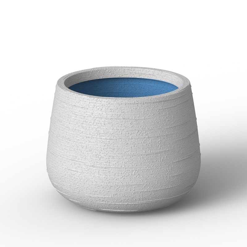 Round Concrete Planter Flower Pot with Draiange Hole - 18 x 13.5 in - Crisp White(Enhanced Interior)