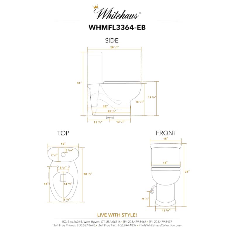 Whitehaus Collection Magic Flush Eco-Friendly One Piece Toilet