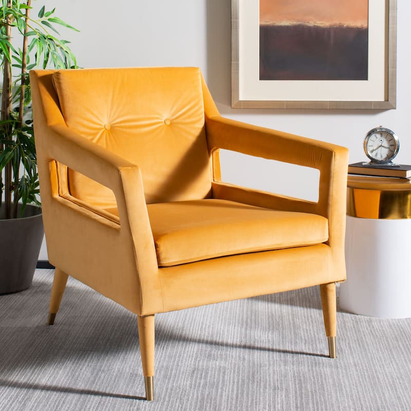 SAFAVIEH Amber Tufted Velvet Accent Chair - 30.3" x 34.1" x 33.9" - 30Wx34Dx34H
