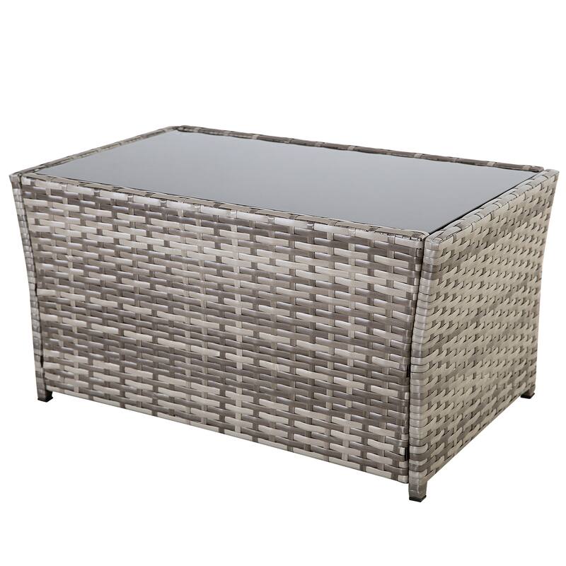 4-Piece PE Rattan Patio Furniture Set, Weather-Resistant Outdoor Conversation Set