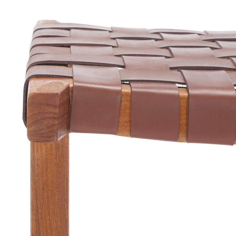 SAFAVIEH Remzija 30-inch Woven Leather Rectangle Bar Stool - 20" W x 19" D x 30" H