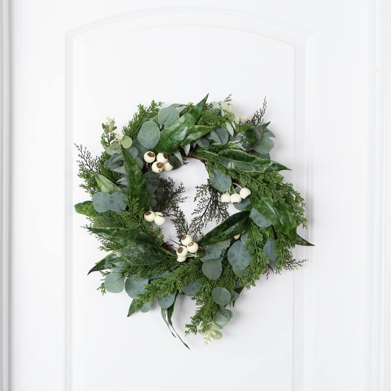 Pure Garden 20-Inch Artificial Eucalyptus Wreath