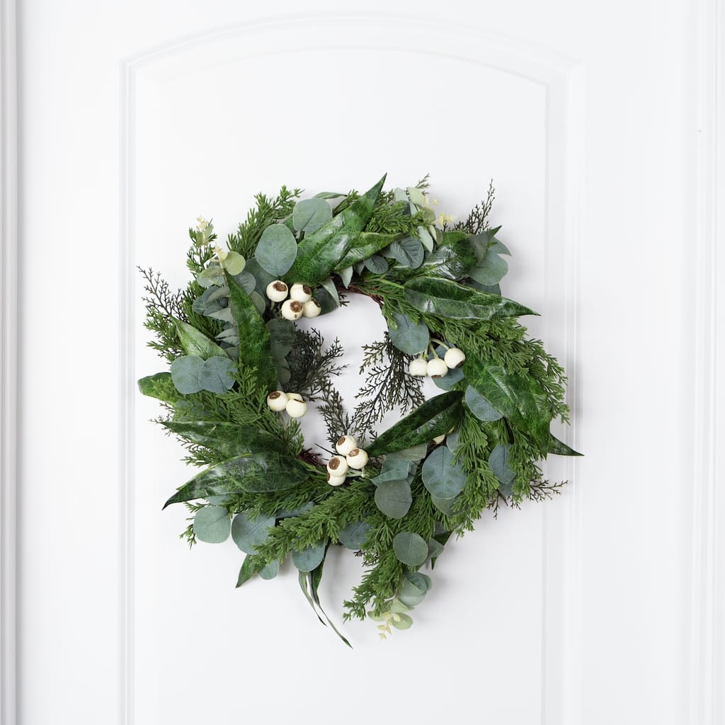Pure Garden 20-Inch Artificial Eucalyptus Wreath