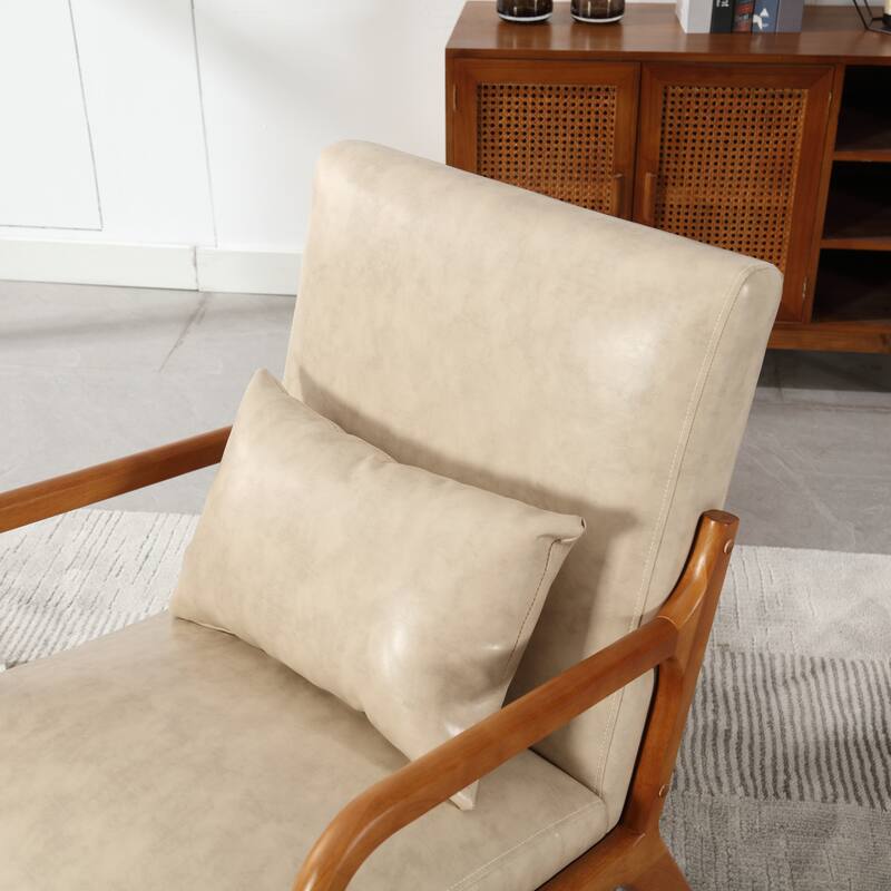 Khaki Modern 23.2" Accent Chair with Pillow - Khaki