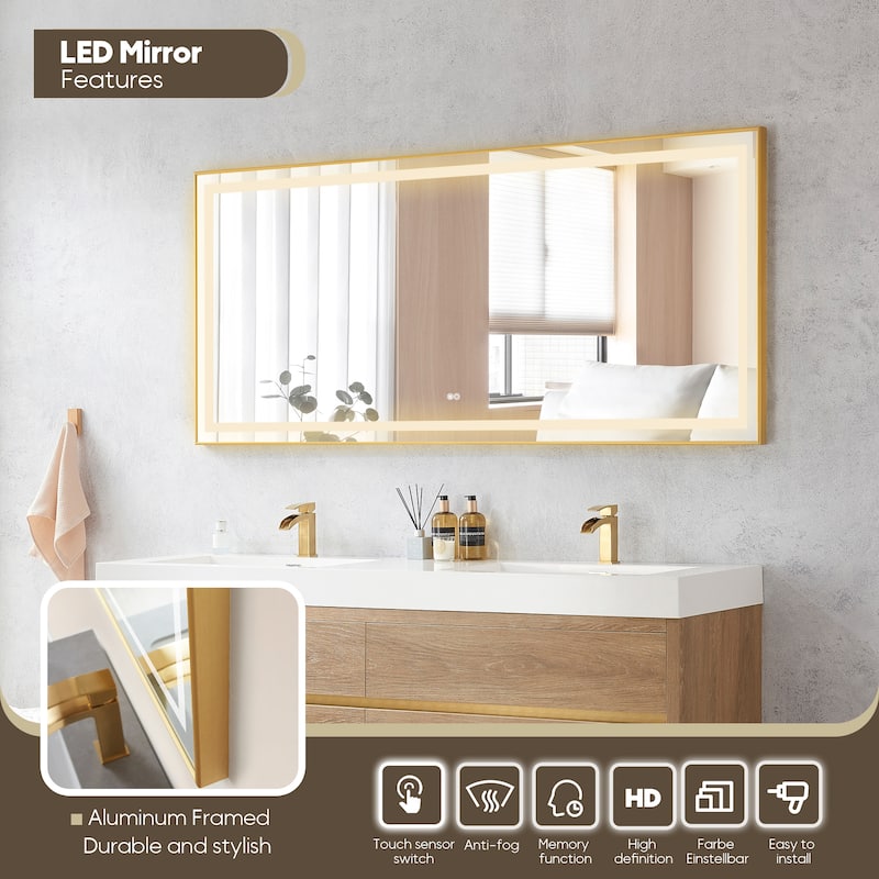 Palencia Double Floating Vanity with Composite Sink Top and Mirror
