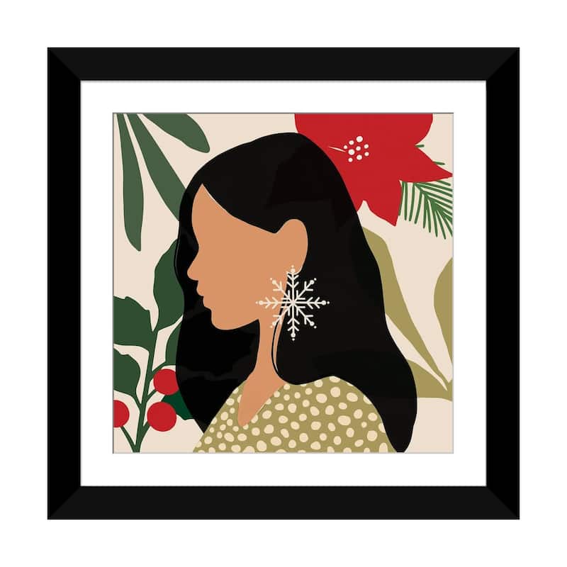 iCanvas "Christmas Earring II" by Victoria Barnes - Black - 24x24x1