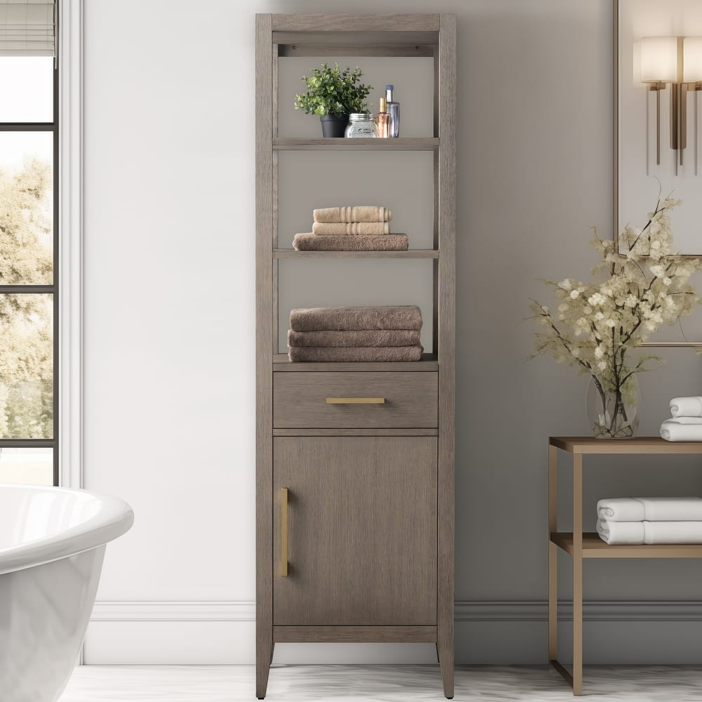 Vanity Art 72" Tall Tower Bathroom Linen Cabinet with Soft Close Door and Drawer