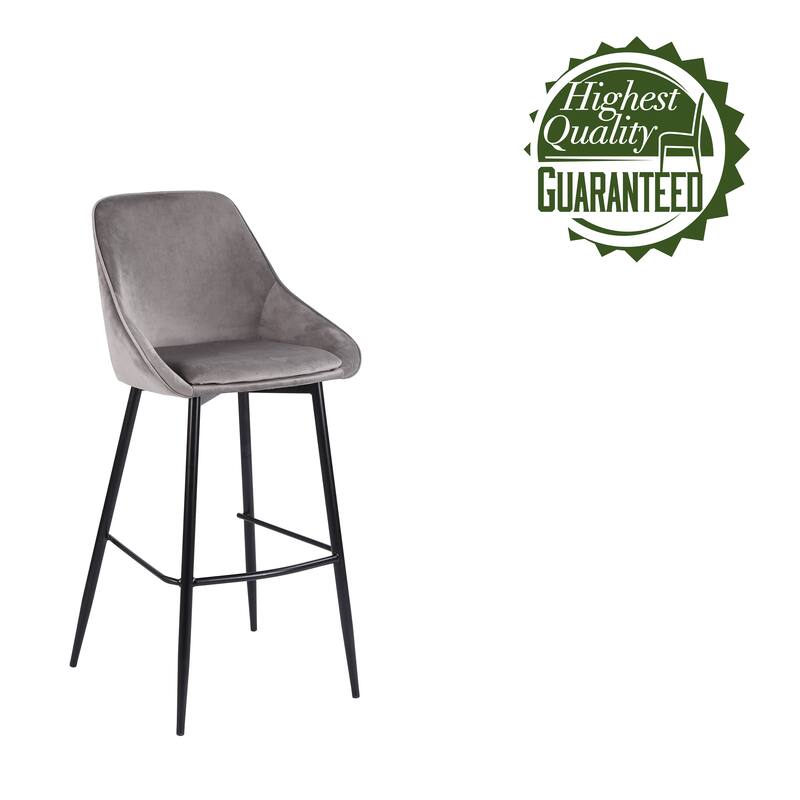 Porthos Home Ugo Bar Stools Set of 2, Velvet Upholstery, Iron Legs