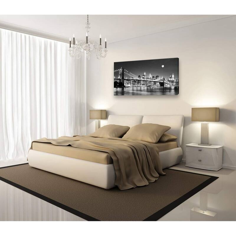 Night New York City Scene Picture Paintings Black and white Wall Art