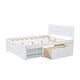 preview thumbnail 12 of 12, Full Size Platform Bed with Storage Drawer and Two Shelves, No Box Spring Needed, Sturdy MDF Construction
