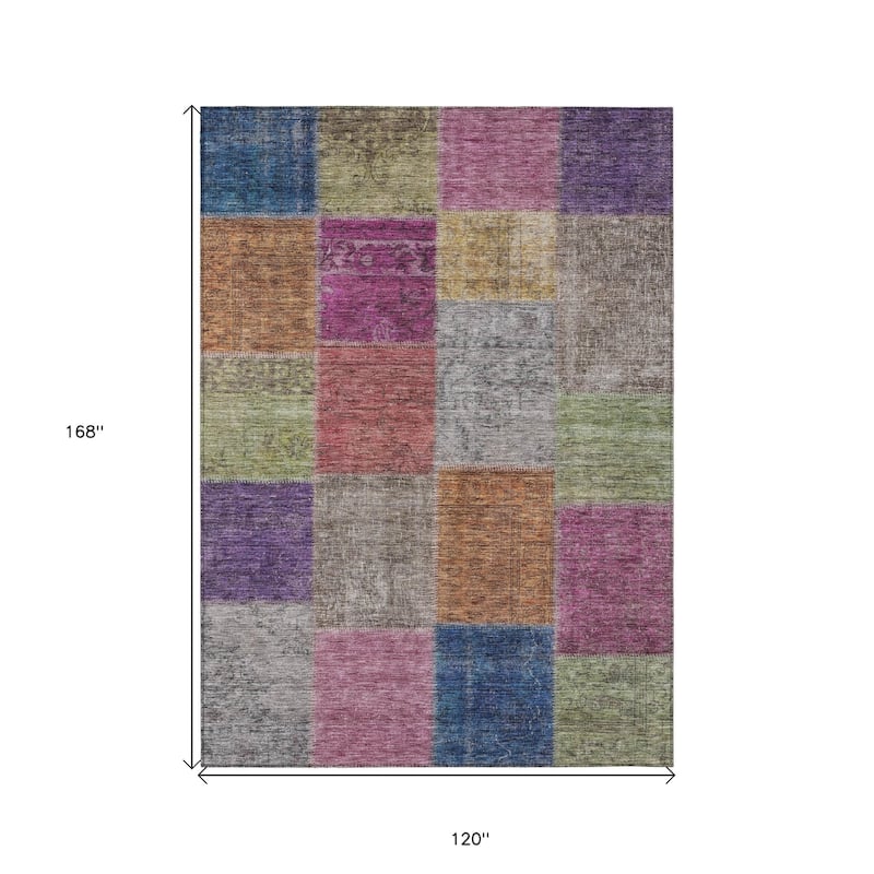HomeRoots Patchwork Transitional Rectangle Outdoor Rug