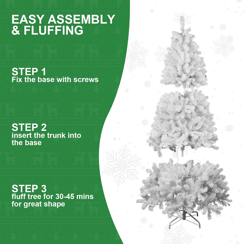 Unlit White Artificial Christmas Tree - Memory Wire Branches, Easy Assembly