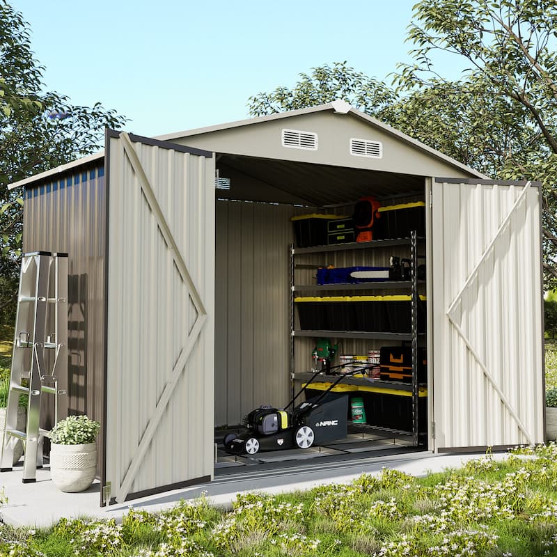8'x 6'Metal Outdoor Storage Shed - Grey