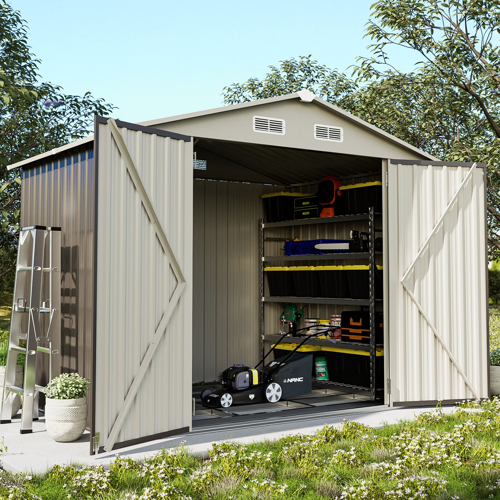 8'x 6'Metal Outdoor Storage Shed - Overstock - 39982906