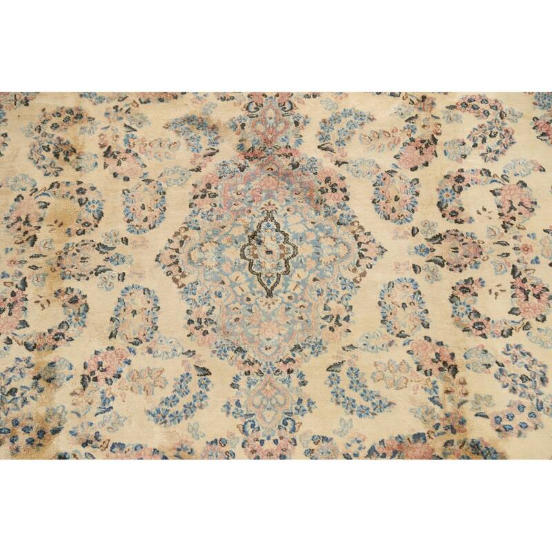 Vegetable Dye Floral Kerman Persian Area Rug Handmade Wool Carpet - 8'9" x 11'5"