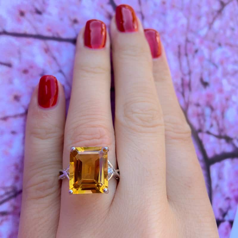 Miadora Sterling Silver Citrine and White Topaz Ring
