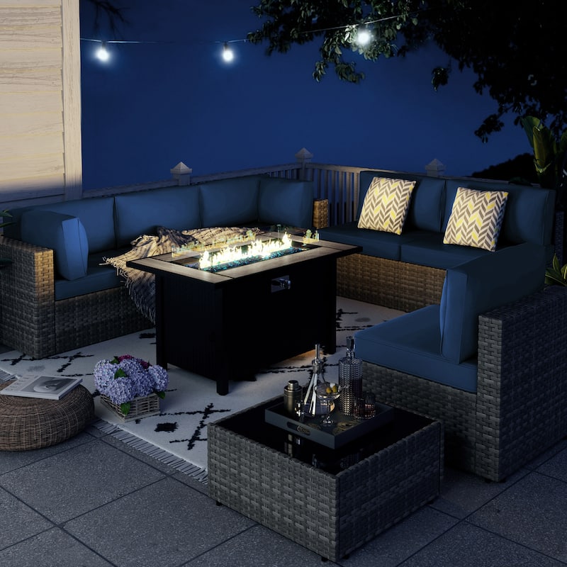 8 Piece Sectional Seating Group with Fire Pit