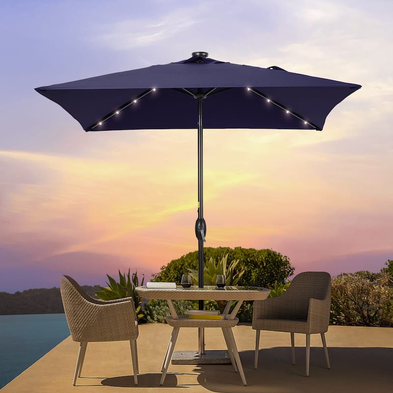 BONOSUKI 6.5x6.5Ft LED Patio Market Umbrella Weather-Resistant Frame