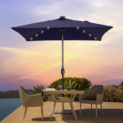 BONOSUKI 6.5x6.5Ft LED Patio Market Umbrella Weather-Resistant Frame