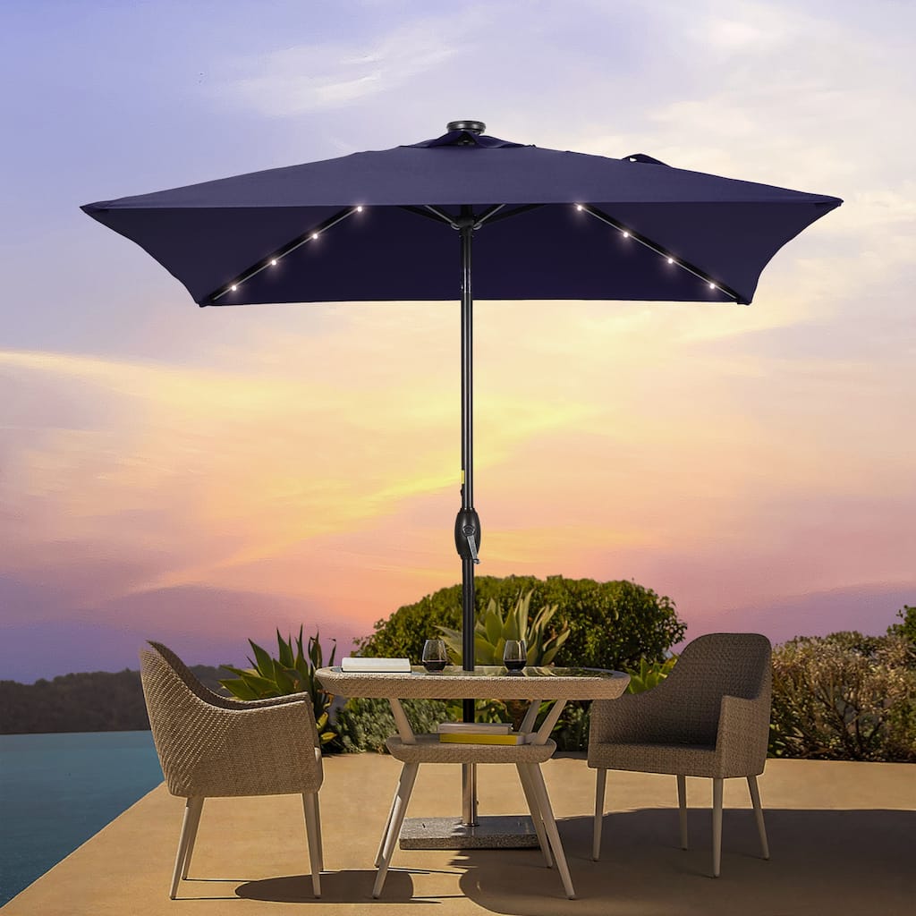 BONOSUKI 6.5x6.5Ft LED Patio Market Umbrella Weather-Resistant Frame