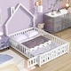 preview thumbnail 21 of 25, Full Size Pine House-Shaped Headboard Floor Bed with Fence
