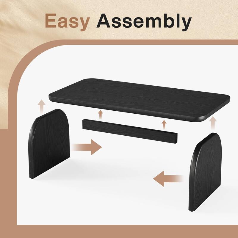 Wood Coffee Table, 47-Inch Living Room Center Table
