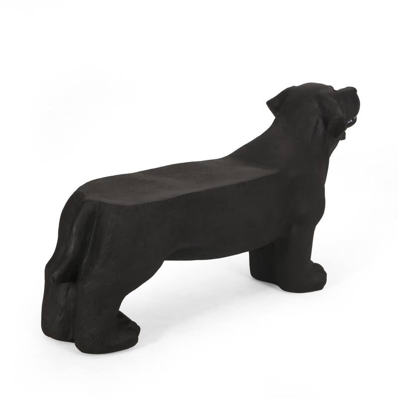 MGO Dog Bench, Black Labrador Design Concrete Outdoor Bench, 31.50"