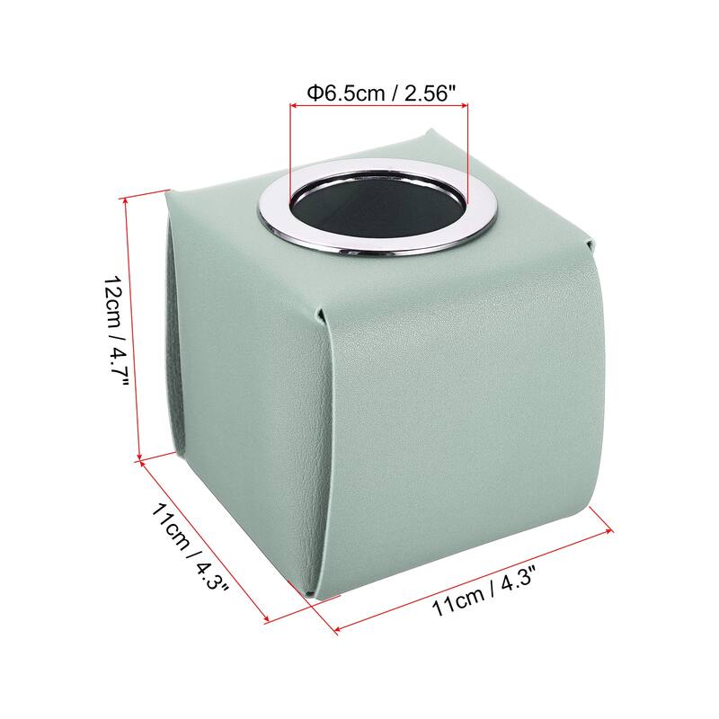 Tissue Box Cover, PU Leather Square Decorative Napkin Paper Towel Dispenser Holder for Countertop Home Office Car - Light Green - 1 Pack