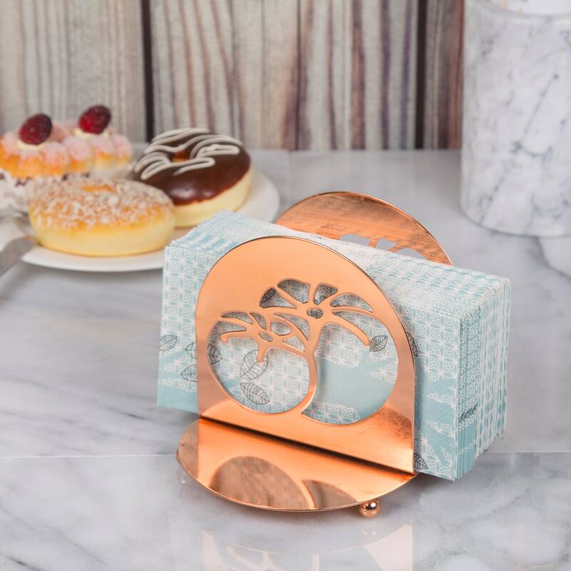 Creative Home Copper Plated Metal Napkin Condiment Holder with Tomato Motif