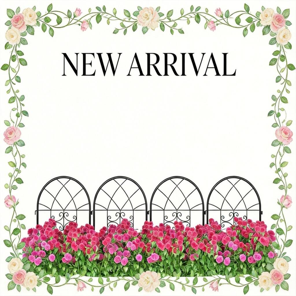 4-Piece 20 x 26Inch Decorative Garden Fence Iron Fence Panel Set Outdoor Privacy Screen and Border Black