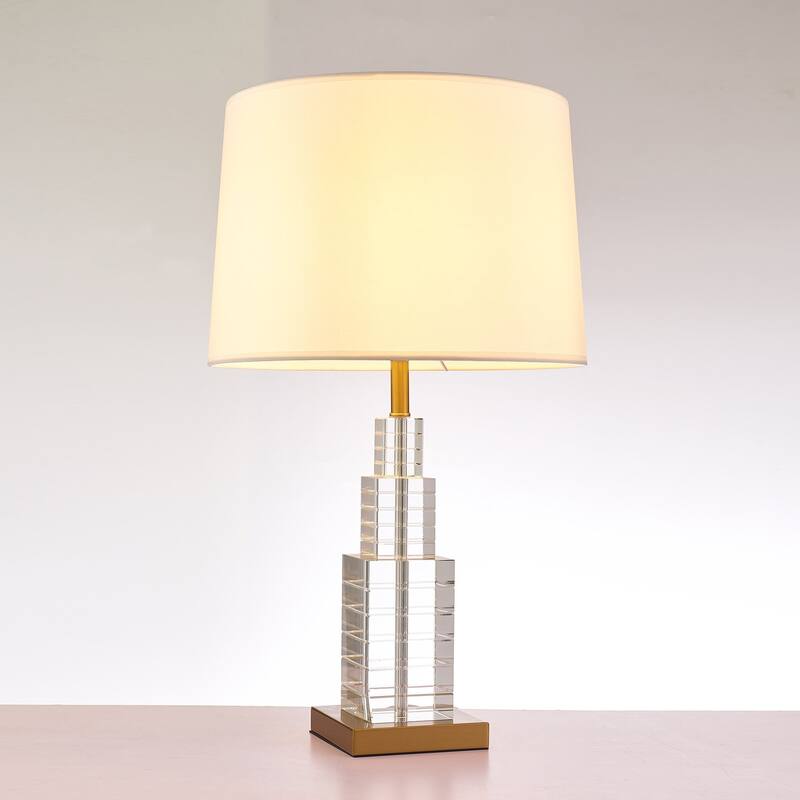 Pasargad Home Regal Collection Metal and Crystal Table Lamp Lights