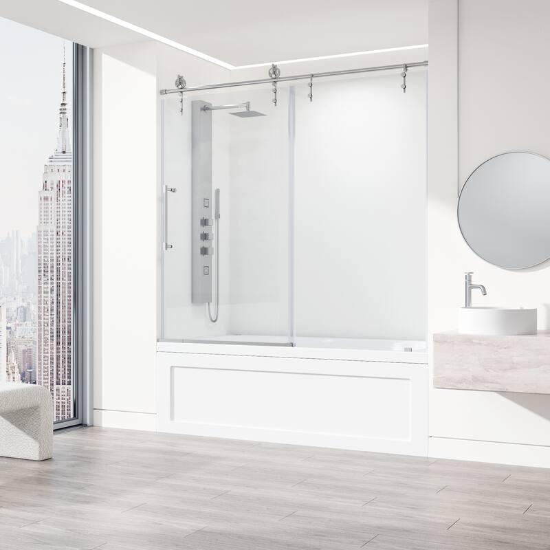 VIGO Hamilton 56" to 60" W x 68" H Frameless Sliding Tub Door