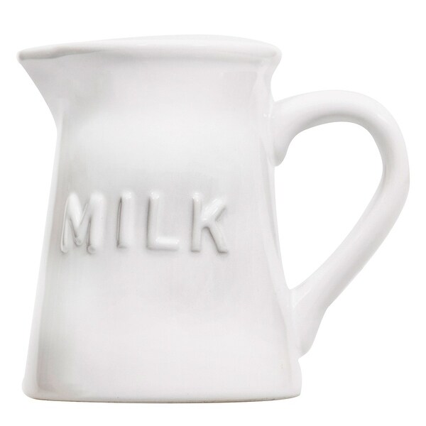 Vintage Ceramic Coffee Creamer- Milk 9 Oz. Pourer Pitcher / Liquid Condiment Dispenser (White)