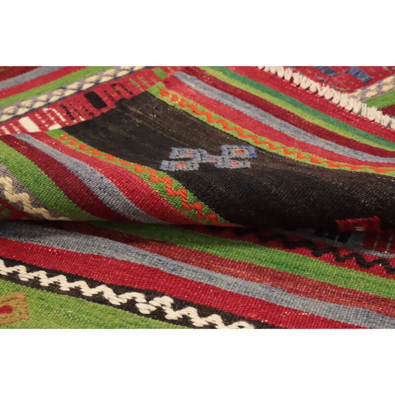 Hand Woven Oriental 100% Wool Carpet Southwestern Tribal Multi-Colored Kilim Area Rug - 10' 4'' X 5' 8''