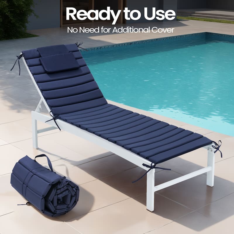 Pellebant Outdoor Chaise Lounge Cushions Patio Lounger Pad with Straps