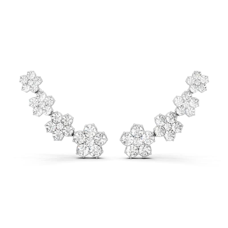 Auriya 14k Gold 6 1/4ctw Lab Grown Diamond Cluster Climber Earrings (E-F VS) - White