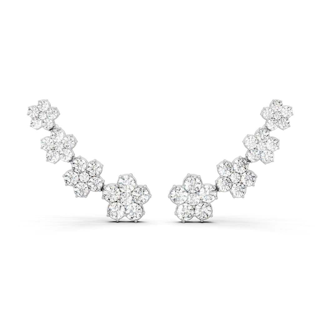 Auriya 14k Gold 6 1/4ctw Lab Grown Diamond Cluster Climber Earrings (E-F VS)