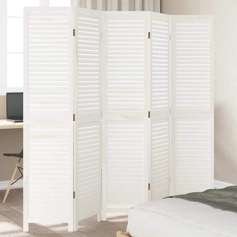 vidaXL Room Divider Privacy Screen Living Room White Solid Wood Paulownia - 15.7" x 70.9"/ 5