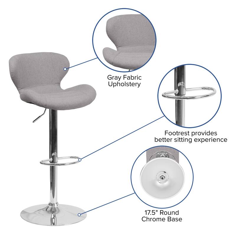 Modern Low-back Height-adjustable Chrome/Vinyl Barstools (Set of 2)