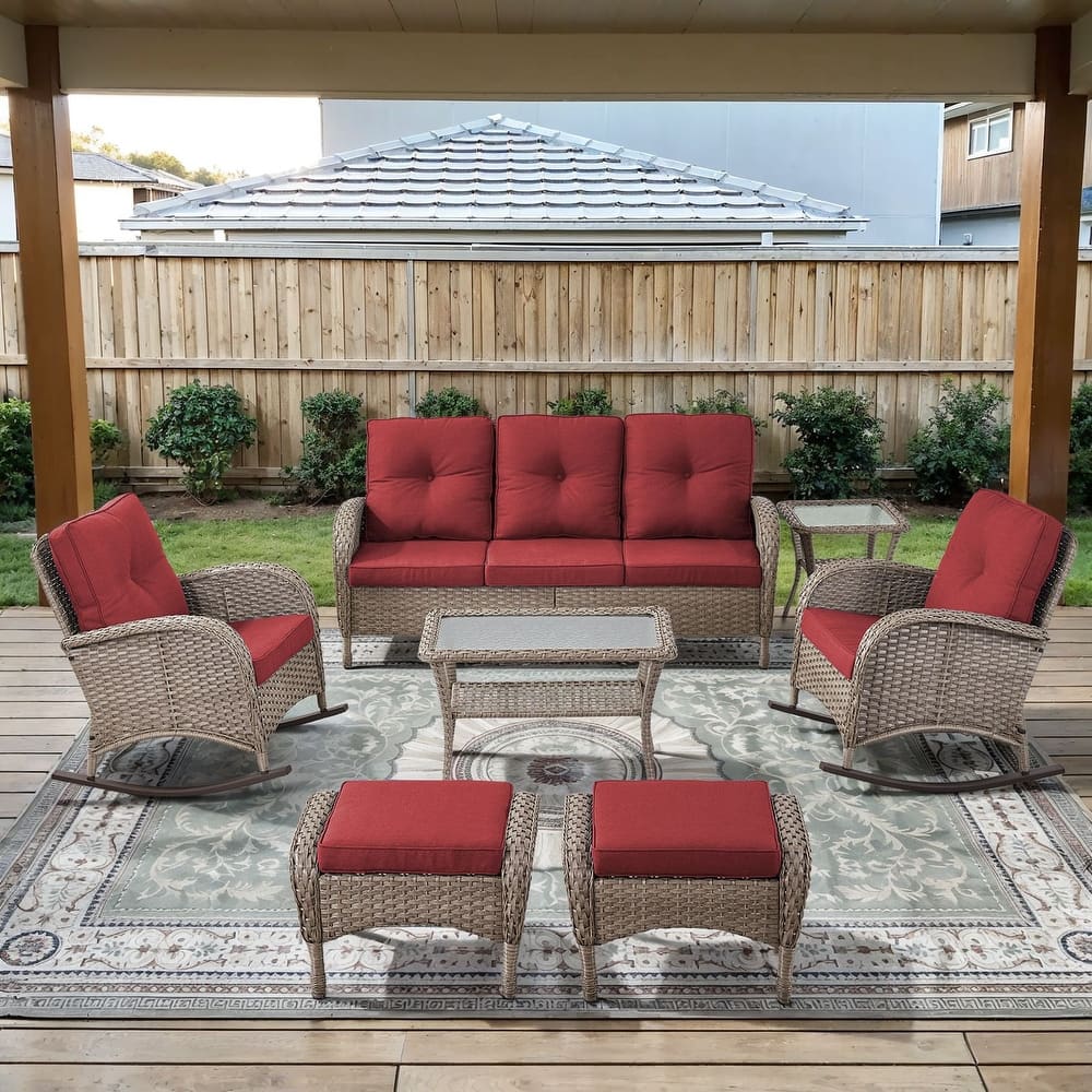 Gymojoy Outdoor Wicker Patio Furniture Sofa Chair Set Weather-Resistant
