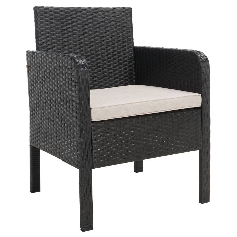 SAFAVIEH Outdoor Zsolt Wicker/ Steel 4-Piece Patio Conversation Set - 42W x 31D x 21H