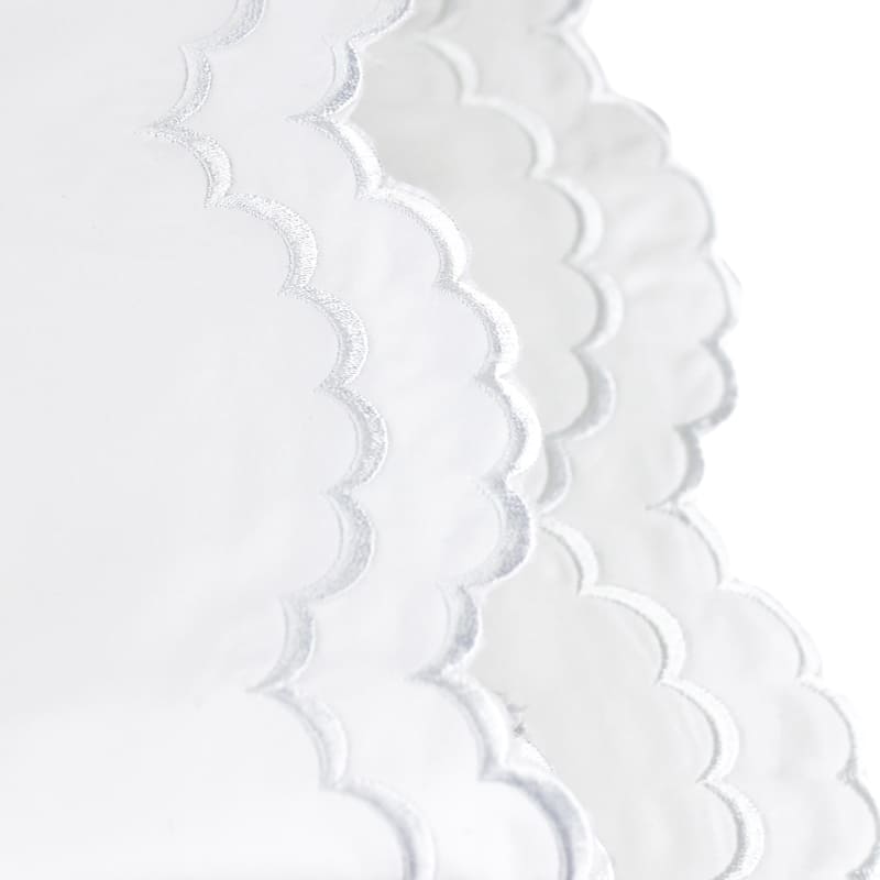 Percale Cotton Double Scalloped Embroidered Crisp Sheet Set